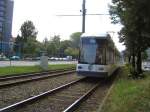 Strassenbahn auf eigener Trasse in Dresden-Altstadt, Sommer 2005