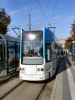Heckansicht Tw 301 in Dessau am hauptbahnhof, 12. 9. 2009