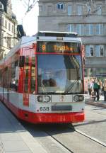 Strassenbahn der Linie 8 in halle, Marktplatz - 19.9.2009