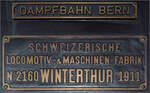 150 Jahre Emmentalbahn. 

Das Fabrikschild von Ec 4/5 11 der SMB. Konolfingen, Mai 2025.