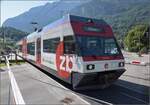 GTW Be 125 013 auf der letzten Etappe in Meiringen. August 2025.