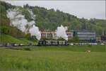 Brauereifest Feldschlsschen.

Der Sandwichzug mit E 2/2 8666 'Chnurrli' und E 3/3 8512 auf Pendelfahrt Rheinfelden-Feldschlsschen. April 2025.