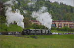 Brauereifest Feldschlsschen.

Der Sandwichzug mit E 2/2 8666 'Chnurrli' und E 3/3 8512 auf Pendelfahrt Rheinfelden-Feldschlsschen. April 2025.