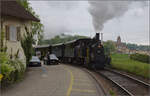 Brauereifest Feldschlsschen.

Der Sandwichzug mit E 2/2 8666 'Chnurrli' und E 3/3 8512 auf Pendelfahrt Rheinfelden-Feldschlsschen. April 2025.