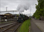 Brauereifest Feldschlsschen.

Der Sandwichzug mit E 2/2 8666 'Chnurrli' und E 3/3 8512 auf Pendelfahrt Rheinfelden-Feldschlsschen. April 2025.