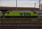Noch schnell der Abend in Pratteln.

Auf der Rückseite des Bahnhofs sind einige BLS-Loks geparkt. Hier Re 465 014. Oktober 2024.