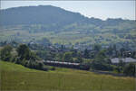 Re 6/6 11660 'Tavannes' mit Kesselwagen bei Frick, Juni 2025.