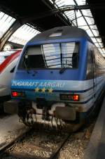 Werbelokomotive RE460034-2 Zugkraft Aargau. Taufname Aare.