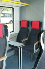 Ein Blick ins 1. Kl. Abteil des Travys DOMINO. 
6. August 2009 