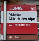 (273'047) - AFA/Portenier-Haltestellenschild - Adelboden, Gilbach des Alpes - am 17. Mrz 2025