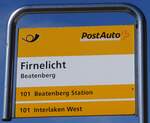 (273'794) - PostAuto-Haltestellenschild - Beatenberg, Firnelicht - am 10. April 2025