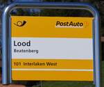 (273'796) - PostAuto-Haltestellenschild - Beatenberg, Lood - am 10. April 2025