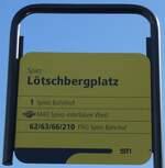 (281'091) - STI-Haltestellenschild - Spiez, Ltschbergplatz - am 9. Oktober 2025