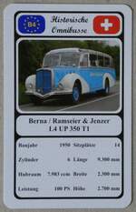 (269'382) - Quartett-Spielkarte mit Berna / Ramseier & Jenzer L4 UP 350 T1 von 1950 am 24. November 2024 in Thun