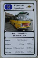 (272'620) - Quartett-Spielkarte mit DAF / Groenewold TB 160 DD 470 von 1964 am 3. Mrz 2025 in Thun