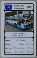 (272'622) - Quartett-Spielkarte mit DAF/ Hainje SB 201 DKDL 554 von 1987 am 3. Mrz 2025 in Thun