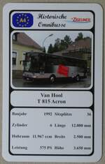 (273'039) - Quartett-Spielkarte mit Van Hool T 815 Acron von 1992 am 16. Mrz 2025 in Thun