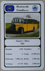 (273'138) - Quartett-Spielkarte mit Saurer / Hess S4C von 1948 am 23. Mrz 2025 in Thun
