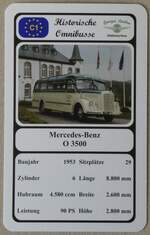 (273'760) - Quartett-Spielkarte mit Mercedes-Benz O 3500 von 1953 am 8. April 2025 in Thun