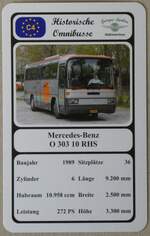 (273'763) - Quartett-Spielkarte mit Mercedes-Benz O 303 10 RHS von 1989 am 8. April 2025 in Thun