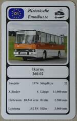 (274'934) - Quartett-Spielkarte mit Ikarus 260.02 von 1974 am 13. April 2025 in Thun 