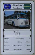 (274'303) - Quartett-Spielkarte mit Bssing 4000 T von 1954 am 27. April 2025 in Thun