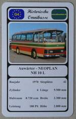 (274'305) - Quartett-Spielkarte mit Auwrter - NEOPLAN NH 10 L von 1970 am 27. April 2025 in Thun 