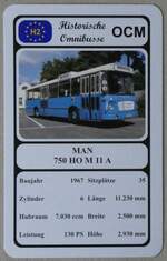 (274'648) - Quartett-Spielkarte mit MAN 750 HO M 11 A von 1967 am 4. Mai 2025 in Thun