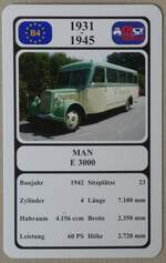 (275'691) - Quartett-Spielkarte mit MAN E 3000 von 1942 am 18. Mai 2025 in Thun