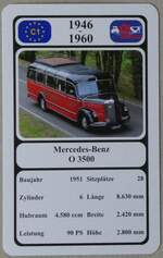 (275'795) - Quartett-Spielkarte mit Mercedes-Benz O 3500 von 1951 am 25. Mai 2025 in Thun