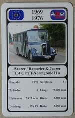 (276'487) - Quartett-Spielkarte mit Saurer / Ramseier & Jenzer L 4 C PTT-Normgrsse II a von 1970 am 8. Juni 2025 in Thun