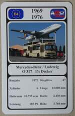 (276'490) - Quartett-Spielkarte mit Mercedes-Benz Ludewig O 317 1 1/2 Decker von 1972 am 8. Juni 2025 in Thun