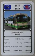 (276'732) - Quartett-Spielkarte mit Mercedes-Benz O 305 von 1982 am 15. Juni 2025 in Thun
