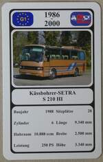 (277'212) - Quartett-Spielkarte mit Kssbohrer-SETRA S 210 HI von 1988 am 22. Juni 2025 in Thun