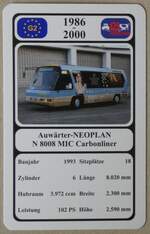 (277'213) - Quartett-Spielkarte mit Auwrter-NEOPLAN N 8008 MIC Carbonliner von 1993 am 22. Juni 2025 in Thun