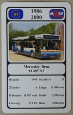 (277'214) - Quartett-Spielkarte mit Mercedes-Benz O 405 N2 von 1995 am 22. Juni 2025 in Thun