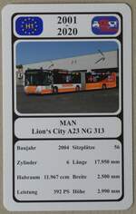 (277'341) - Quartett-Spielkarte mit MAN Lion's City A23 NG 313 von 2004 am 29. Juni 2025 in Thun