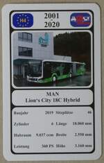 (277'344) - Quartett-Spielkarte mit MAN Lion's City 18C Hybrid von 2019 am 29. Juni 2025 in Thun