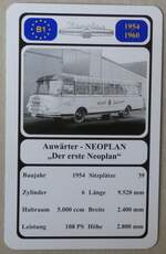(278'801) - Quartett-Spielkarte mit Auwrter - NEOPLAN  Der erste Neoplan  von 1954 am 10. August 2025 in Thun