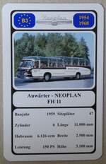 (278'803) - Quartett-Spielkarte mit Auwrter - NEOPLAN FH 11 von 1959 am 10. August 2025 in Thun