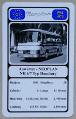 (279'127) - Quartett-Spielkarte mit Auwrter - NEOPLAN NH 6/7 Typ Hamburg von 1961 am 17. August 2025 in Thun