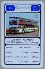 (279'129) - Quartett-Spielkarte mit Auwrter - NEOPLAN NH 22/2 Skyliner Typ Hamburg von 1967 am 17. August 2025 in Thun