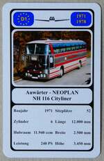 (279'332) - Quartett-Spielkarte mit Auwrter - NEOPLAN NH 116 Cityliner von 1971 am 24. August 2025 in Thun