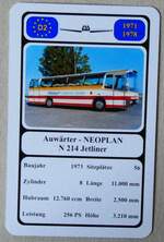 (279'333) - Quartett-Spielkarte mit Auwrter - NEOPLAN N 214 Jetliner von 1974 am 24. August 2025 in Thun
