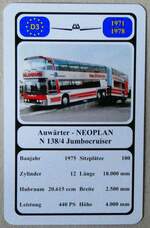 (279'334) - Quartett-Spielkarte mit Auwrter - NEOPLAN N 138/4 Jumbocruiser von 1975 am 24. August 2025 in Thun