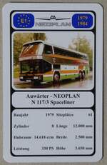 (279'785) - Quartett-Spielkarte mit Auwrter - NEOPLAN N 117/3 Spaceliner von 1979 am 31. August 2025 in Thun