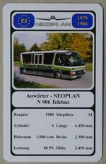 (279'786) - Quartett-Spielkarte mit Auwrter - NEOPLAN N 906 Telebus von 1980 am 31. August 2025 in Thun
