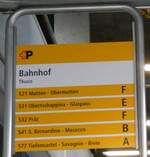 (276'969) - +P-Haltestellenschild - Thusis, Bahnhof - am 18. Juni 2025