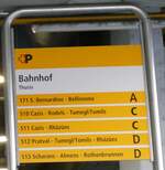 (276'970) - +P-Haltestellenschild - Thusis, Bahnhof - am 18. Juni 2025
