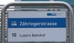 (274'016) - vbl-Haltestellenschild - Luzern, Zhringerstrasse - am 15. April 2025